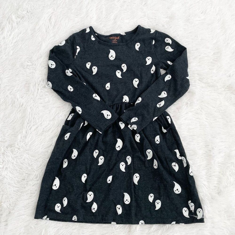Girls Cat & Jack Halloween Crew Neck Dress in Dark Gray Large (10/12)